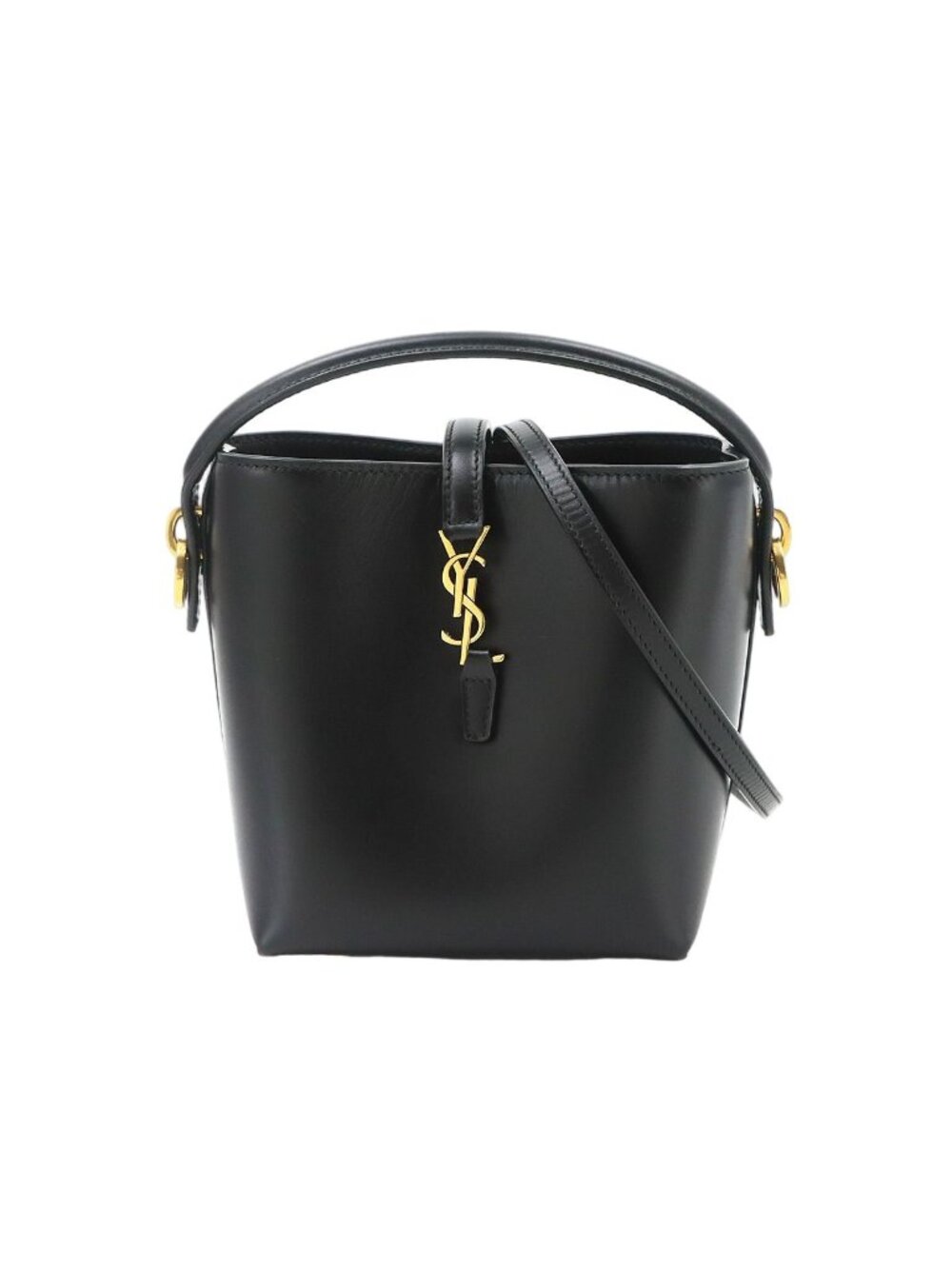 Saint Laurent Mini 2-Way Shoulder Handbag Leather Black Gold
